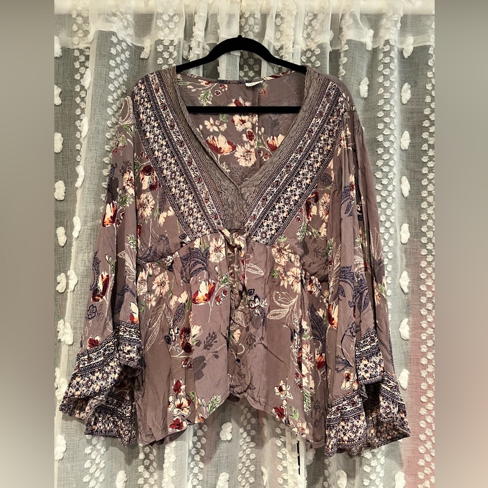 Large Eclipse Lilac Gray Boho Top